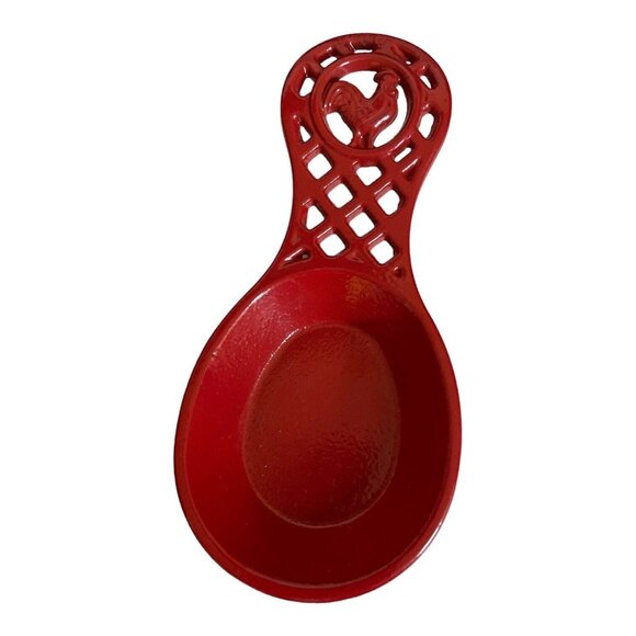 GHA Red Cast Iron Rooster Spoon Rest Holder Farmhouse Kitchen Décor Farmhouse - Picture 2 of 7